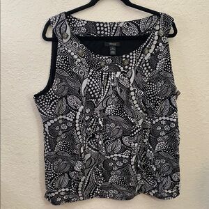 Style & Co Black and White Ruffled embellished Blouse